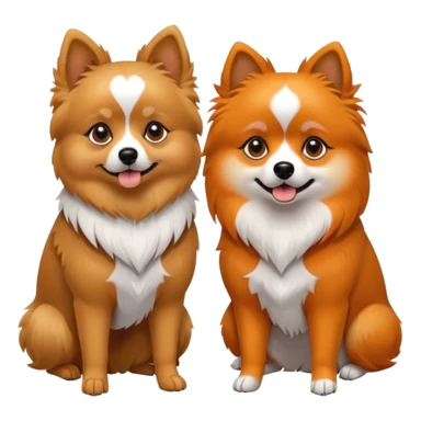 TWO POMERANIANS STANDING NEXT TO EACH OTHER. GIRL WHITE WITH ORANGE PATCHES AND BOY ALL BLACK WITH WHITE ON SNOUT AND CHEST . EMOJI DOGS. sticker