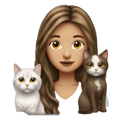 Long hair brown  white girl with 2 cats  one brown and one black sticker