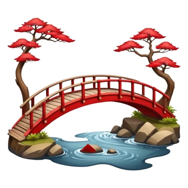 red Japanese wooden bridge sticker
