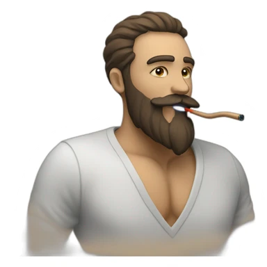 man with a beard smokes a hookah sticker