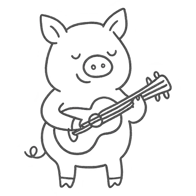 A pig playing music sticker