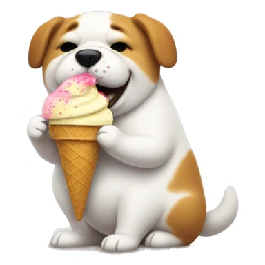 Fat dog eating ice cream with a beach umbrella  sticker