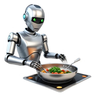 obot chef preparing a gourmet meal in a futuristic kitchen sticker