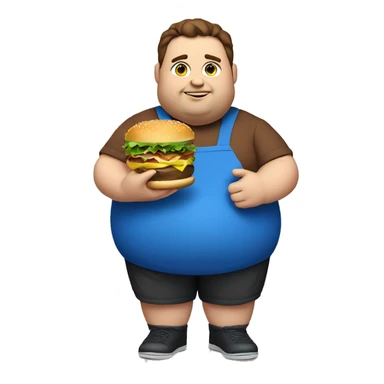 fat man with brown hair, blue eyes, and he is eating a burger because he is fat sticker