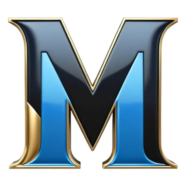 Bold Black-Blue-White-Gold Font Letter “M” sticker