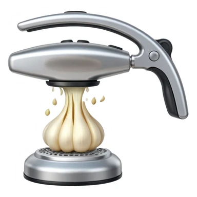 garlic being pressed in a garlic press sticker
