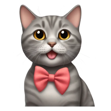 British Short Hair Cat with a bow giving kisses sticker