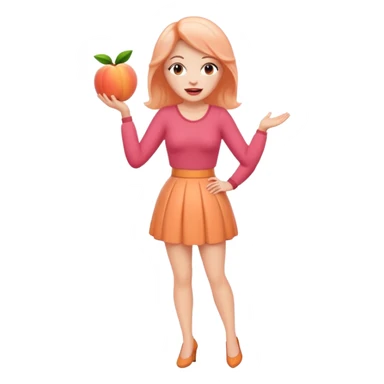 Excited pursed lip full body emoji with peach instead of waist sticker