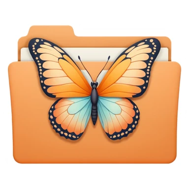 pastel orange file folder with butterfly on the cover sticker