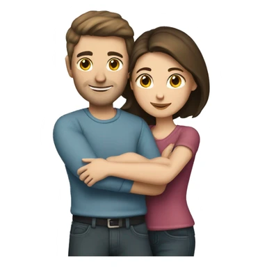 caucasian brunette couple hugging sticker