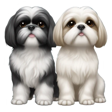 Shitz Tzu Beautiful two big faces black and white Puppies sticker