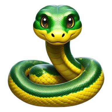 Cinematic Cute Anaconda Portrait Emoji, Head tilted playfully and inquisitively, with a sleek, shimmering body adorned with detailed scale patterns and round, sparkling eyes full of wonder, Simplified yet irresistibly adorable features, highly detailed, glowing with a warm, friendly jungle glow, high shine, affectionate and lively, stylized with a touch of whimsical reptilian charm, soft glowing outline, capturing the essence of a mischievous serpent that feels like it could slither out of the screen into your arms! sticker