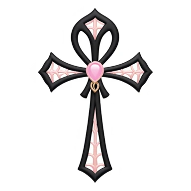 Black spiderweb pattern with light pink ankh sticker