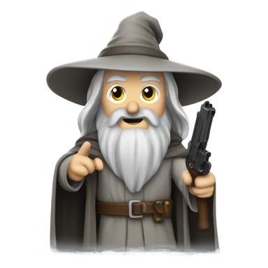 Gandalf with a pistol sticker