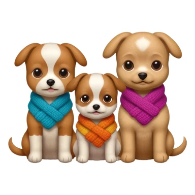 3 Cagnolini piccoli seduti con vestitini di lana fatti a mano sticker