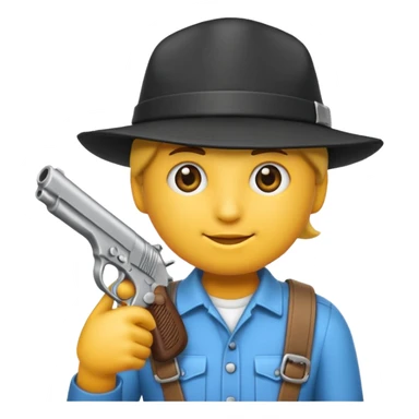 As un emoji blanco con una gorra y una garrafón un pistola  sticker