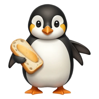 a penguin holding a loaf sticker