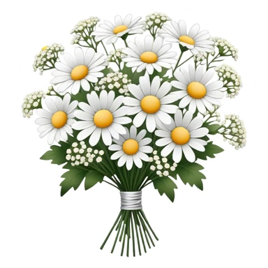 pale black  daisy and babies breath bouquet  sticker