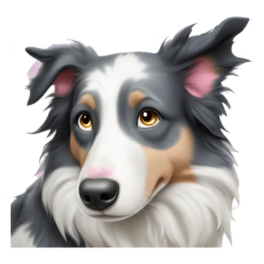 border collie blue merle sleeping with blue eyes pink nose sticker