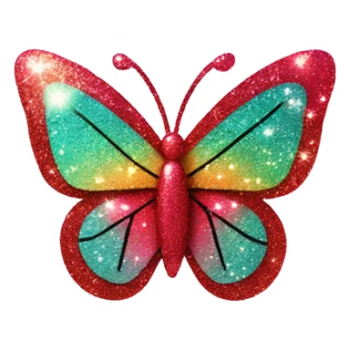 Roter Glitzer Schmetterling mit Herzchen  sticker