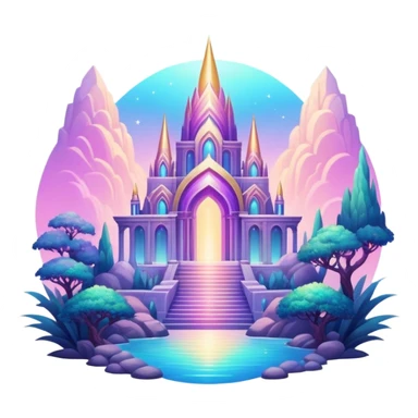 Epic divine legendary complex detailed iridescent gradients aesthetic-scenery-Decorations sticker