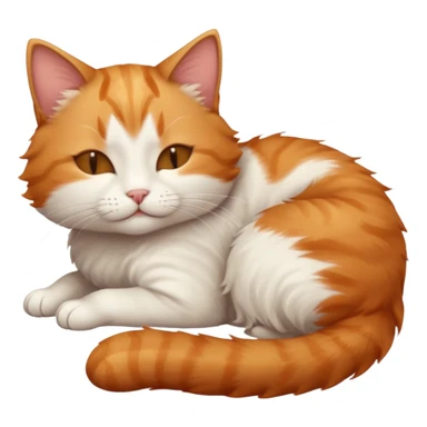 ginger and white small cat eyes closed lying down in weird position sticker