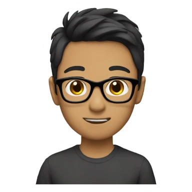 a asian boy with black square like glasses with brown hair with pride flag saying sean is gay sticker