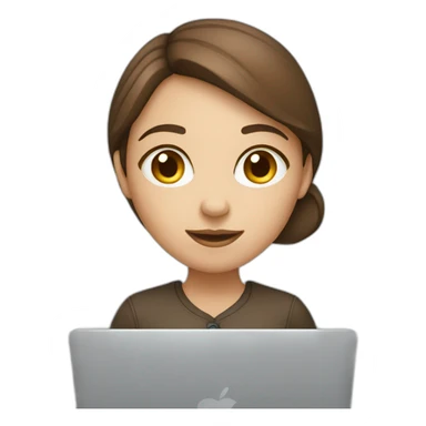 pretty programmer girl with brown hair working with MacBook sticker