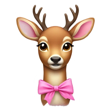 a deer with a pink bow around the neck  sticker