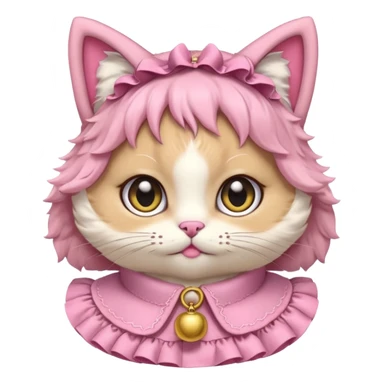 neko with big eyes, bell ruffle coller pink  sticker