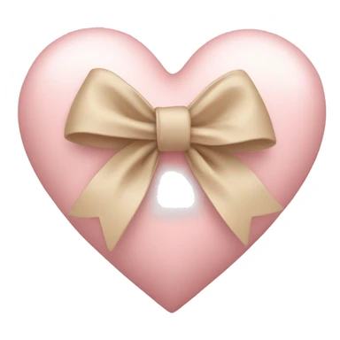 a pale pink heart with a beige bow wrapped around it  sticker