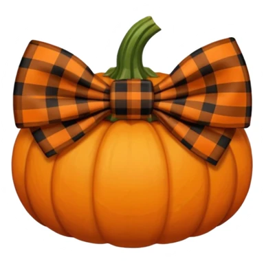 Pumpkin with black and brown plaid bow  sticker