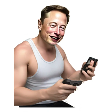Photorealistic Elon Musk at the beach by the pool eating Bitcoin as Jeff Bezos takes photos  sticker