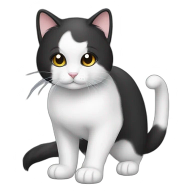 Cute Tux cat and The tail is always raised and the tip of the tail is white sticker