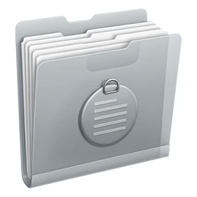 A minimal emoji-style icon of this frosted light-gray plastic folder with elastic closure, closed, with a small clean tax/forms symbol on the front (stacked papers or checklist icon), subtle shading, and a neutral, administrative, organized vibe. sticker