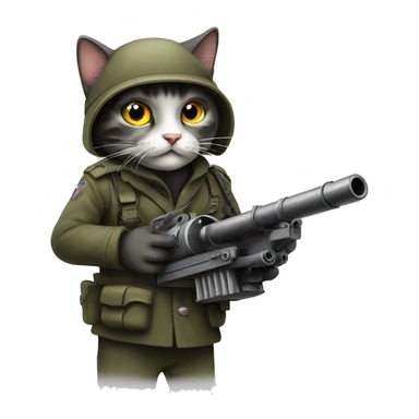cat holding anti tank gun sticker