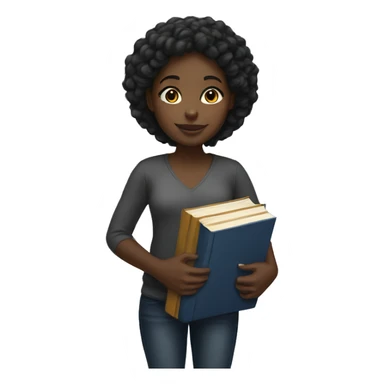 black girl holding tall book stack sticker