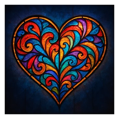 heart with a stained glass effect, digital illustration sticker