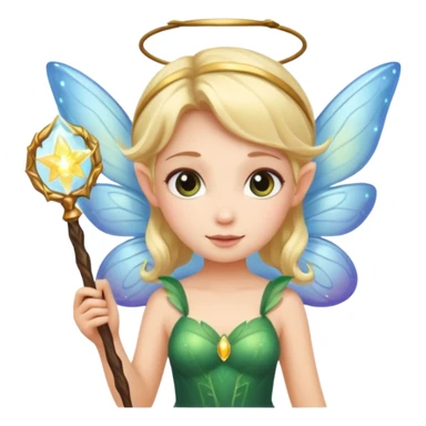 Cute fairy with wings holding glowing wand sticker
