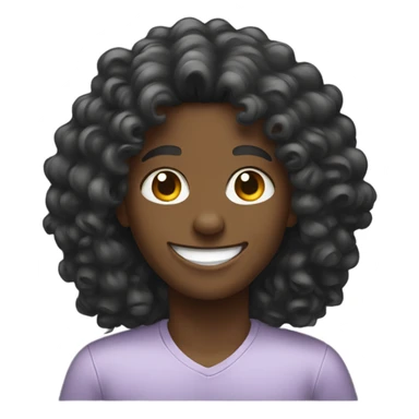 A person with a happy face who is black with long curly hair sticker