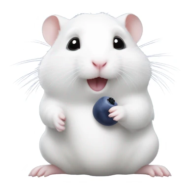 White hamster eating blueberries  sticker