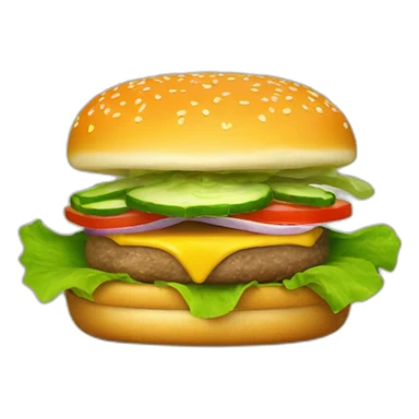Cheeseburger with lettuce, onion, pickles, special sauce sticker