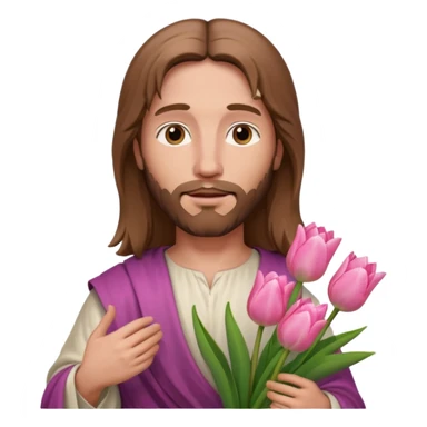 jesus hold pink tulips sticker
