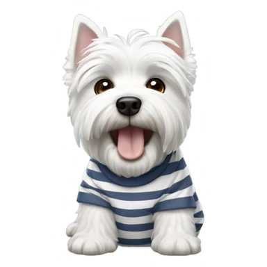 westie in a striped tshirt sticker