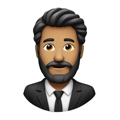 señor moreno con cabello mmedi chino negro  barba negra  sticker