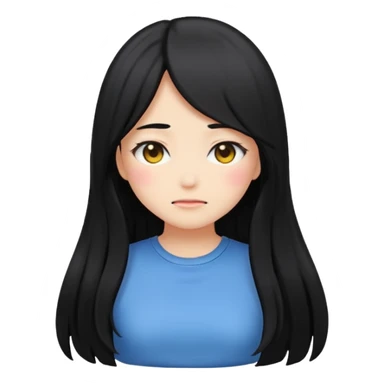 anime style emoji of a girl with long hair, back turned, blushing, covering face sticker