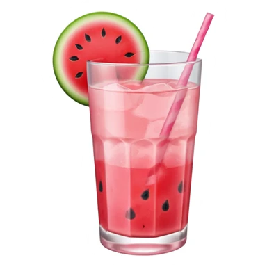 very light pink lemonade in glass with chunk of watermelon on rim no straw sticker