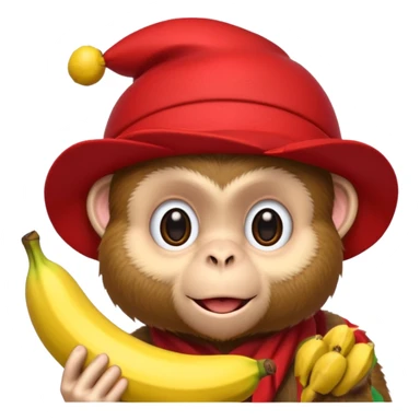 monkey with banana and wearing hat sticker