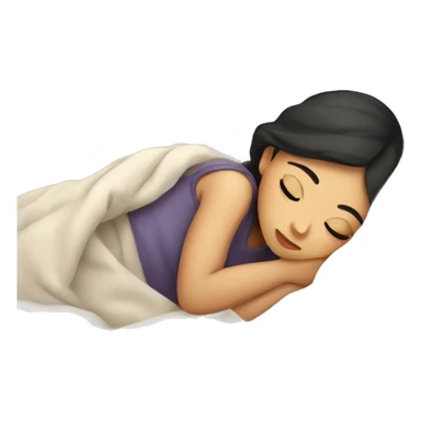 Asian girl sleeping in cozy blanket with pillow sticker