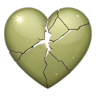 Pale olive broken heart with sparkles  sticker
